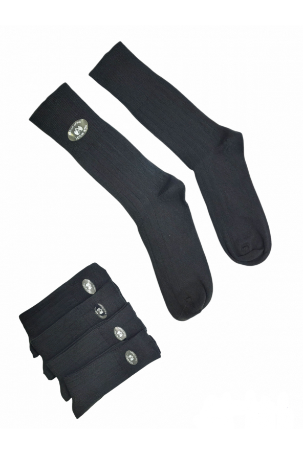 4 Çift Siyah Kışlık Yünlü Burun Dikişsiz Uzun Erkek Çorap  40-44 numara  BT-0354