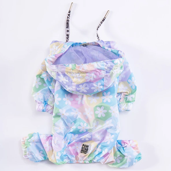 Pawstar Flores Fileli Su Geçirmez Küçük Irk Köpek Yağmurluk Tulum - Resim 3