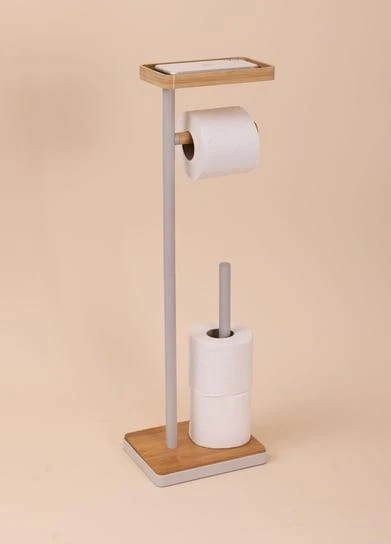 The Mia Bambu Tepsili Tuvalet Kağıdı Standı Gri GLV0758