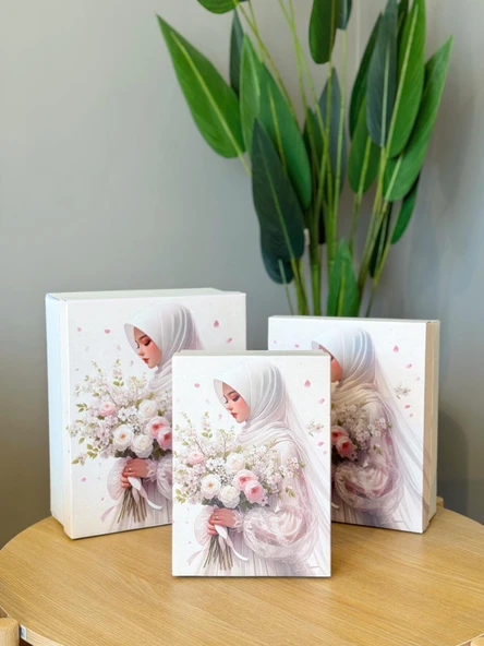 Gelin Türbanlı Çeyiz Kutusu-3 Lü Çeyiz Kutusu-Gelin Kutusu-Gelin Bohça Kutusu-Damat Kutusu