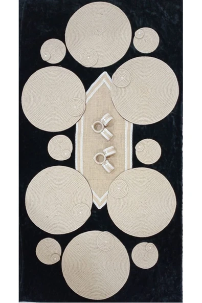 19 Parça El Yapımı Halat İp Tam Set Amerikan Servisi Masa Dekorasyon