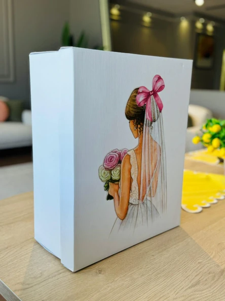 Çeyiz Kutusu-3 Lü Çeyiz Kutusu-Pembe Fiyonklu Gelin Kutusu-Gelin Bohça Kutusu-Gelin Kutusu - 6