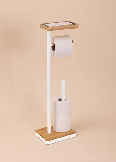 The Mia Bambu Tepsili Tuvalet Kağıdı Standı Beyaz GLV0757 - 2