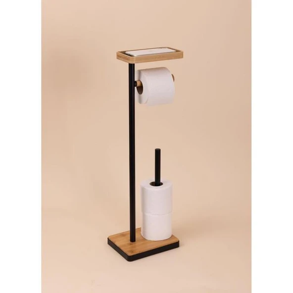 The Mia Bambu Tepsili Tuvalet Kağıdı Standı Siyah GLV0756 - 2