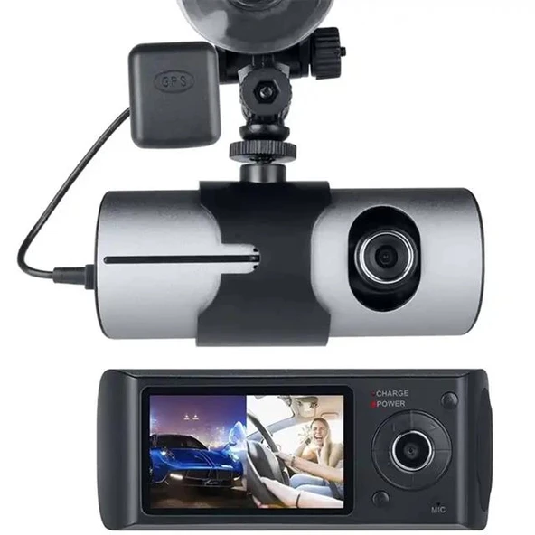 PowerMaster R300 GPS Destekli Çift Kameralı Araç İçi DashCam DVR Kamera Seti - 2