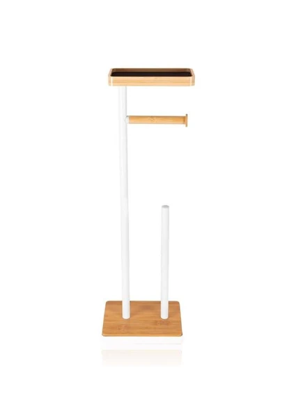 The Mia Bambu Tepsili Tuvalet Kağıdı Standı Beyaz GLV0757