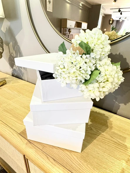 Beyaz Sert Mukavva Kutu Büyük-Orta-Küçük Boy Büyük Beyaz Gelin-Damat-Hediye Kutusu Taslama Kutu - 2