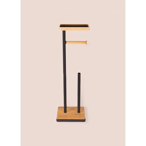 The Mia Bambu Tepsili Tuvalet Kağıdı Standı Siyah GLV0756 - 3