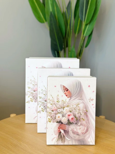 Gelin Türbanlı Çeyiz Kutusu-3 Lü Çeyiz Kutusu-Gelin Kutusu-Gelin Bohça Kutusu-Damat Kutusu - 4