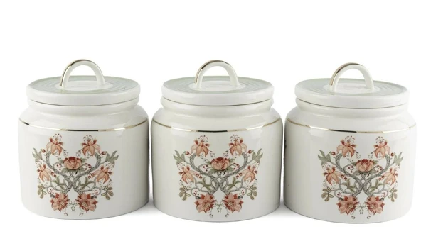 Mikasa Moor Mystic Floral 3lü Kavanoz Seti 13x14cm 500ml P366.106529