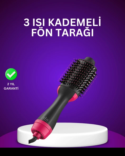 Negatif İyon Teknolojili Saç Kurutma ve Şekillendirme Fırçası ürün görseli 1
