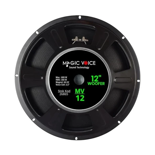 Magicvoice MV-12 Maks.600 Watt / Rms 300 Watt 12” Siyah 30 Cm Woofer Yedek Hoparlör - Resim 2