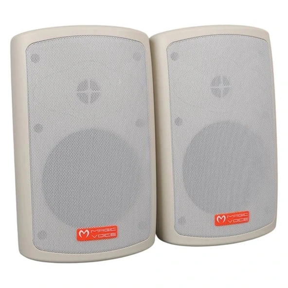 MagicVoice MV-36 11 CM 50 Watt Komütatörlü Hat Trafolu Krem Beyaz Sütun Hoparlör (2'li Takım) - 2