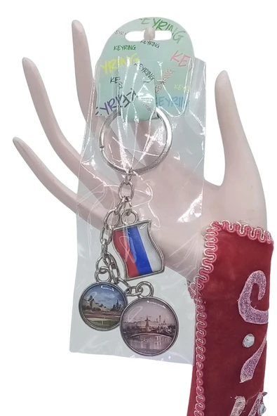 Rusya Üçlü Epoksi Metal Çift Taraflı Damla Anahtarlık Russia - Resim 5