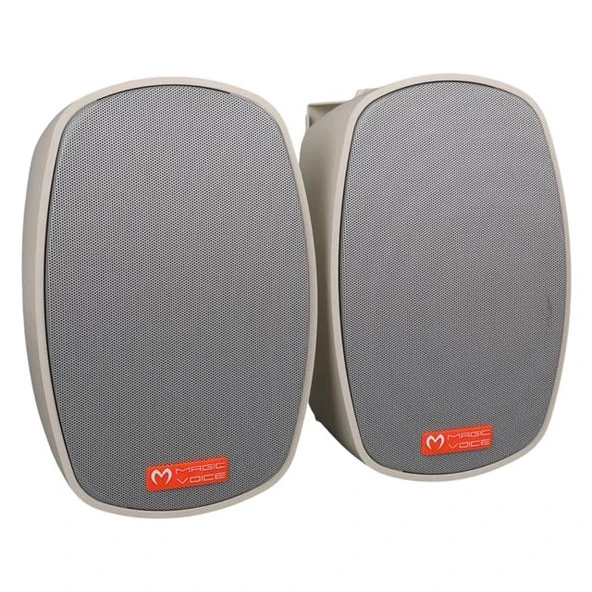 MagicVoice MV-22 12 CM 40 Watt Komütatörlü Hat Trafolu Krem Beyaz Sütun Hoparlör (2'li Takım) - 2