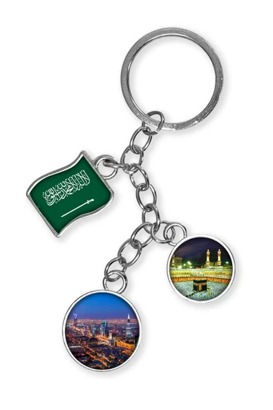 Suudi Arabistan Üçlü Epoksi Metal Çift Taraflı Damla Anahtarlık Saudi Arabia - Resim 4