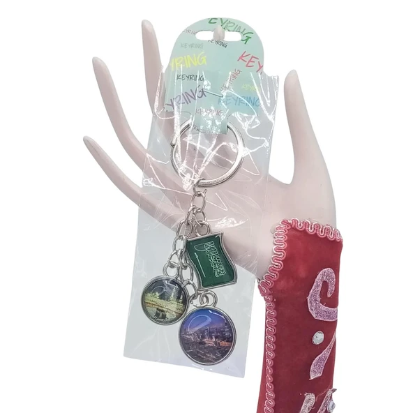 Suudi Arabistan Üçlü Epoksi Metal Çift Taraflı Damla Anahtarlık Saudi Arabia - Resim 2