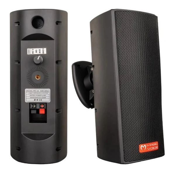 Magicvoice MV-26  2x7,5 Cm 50W 3 Yollu Siyah Sütun Hat Trafolu Hoparlör 2'li Takım
