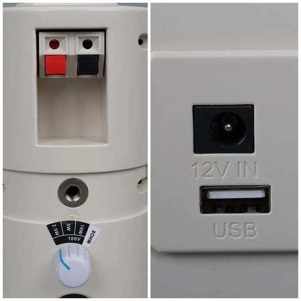 MagicVoice MV-16 7.5 CM 30 Watt Komütatörlü Hat Trafolu Beyaz Sütun Hoparlör (2'li Takım) - 4