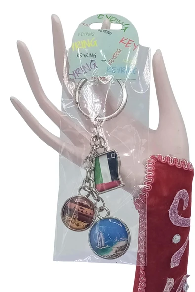 Dubai Üçlü Epoksi Metal Çift Taraflı Damla Anahtarlık Dubai - Resim 5