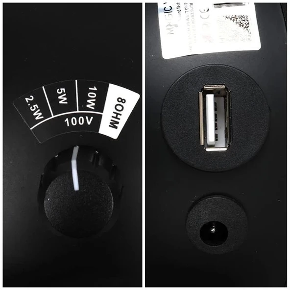 MagicVoice MV-13 7.5 CM 20 Watt Komütatörlü Hat Trafolu Siyah Sütun Sarkık Hoparlör (2'li Takım) - 4