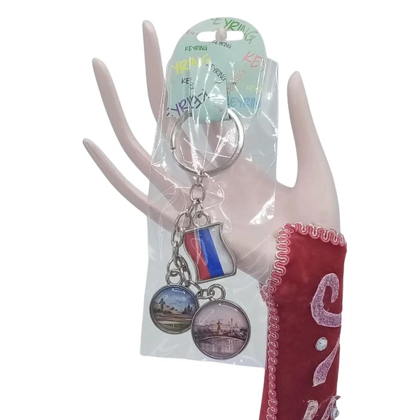 Rusya Üçlü Epoksi Metal Çift Taraflı Damla Anahtarlık Russia - Resim 2