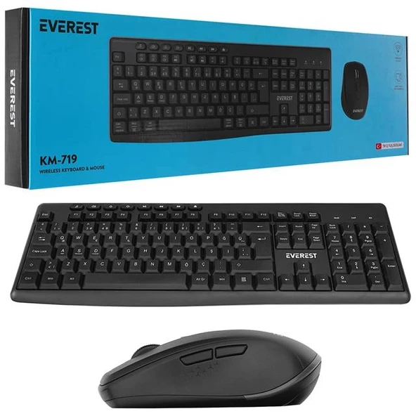 Everest KM-719 Siyah 2in1 Kablosuz Q Multimedia Klavye + Mouse Set - 4