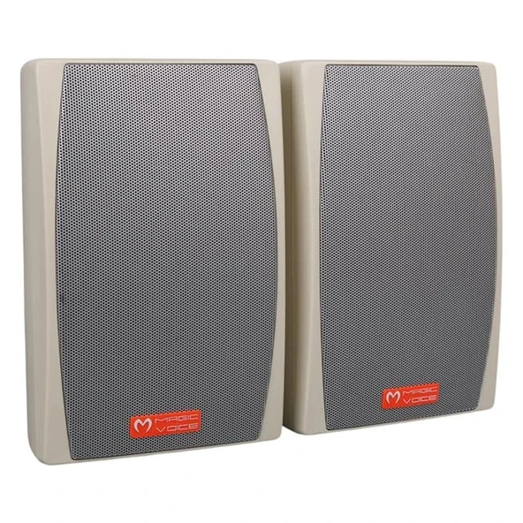 MagicVoice MV-24 13 CM 50 Watt Komütatörlü Hat Trafolu Krem Beyaz Sütun Hoparlör (2'li Takım) - 2