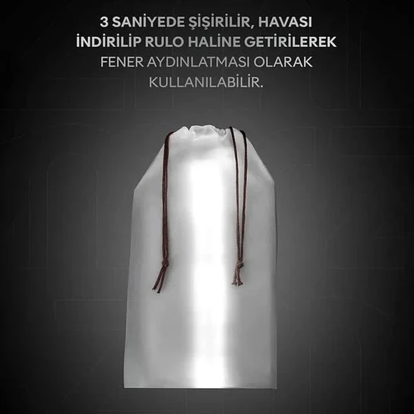 ZMR ZMR-385 Katlanır Şişirilebilir Beyaz Ledli Aydınlatma Tüpü USB Ve Güneş Enerjisi Şarjlı Armatür - Resim 5