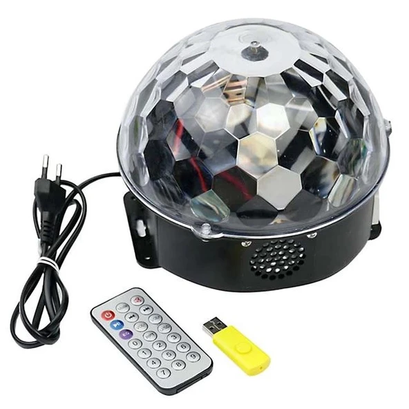 Ledx GM-0803B Sihirli Led Dönen Disko Topu Hoparlör Kablosuz USB/Mp3/Bluetooth Kumandalı 360 Derece - 5