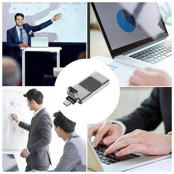 PowerMaster PM-16238 8GB OTG Flash Bellek 4IN1 Lightning Type-C USB-A Micro-USB IOS Android PC Uyumlu - 3