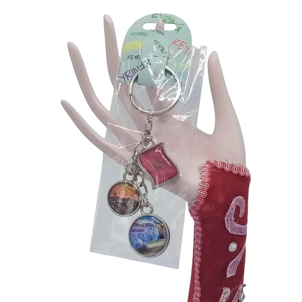 Fas Üçlü Epoksi Metal Çift Taraflı Damla Anahtarlık Morocco - Resim 2