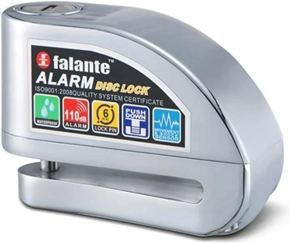 Alarmlı Motosiklet Bisiklet Disk Kilidi Falante Locks FS8303 Krom (Kablosuz) ürün görseli