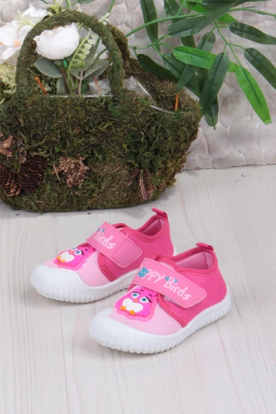 Fort 3356 Gz Kuş Figürlü Anaokulu Kreş Ev Kız Çocuk Keten Panduf Ayakkabı - Resim 8