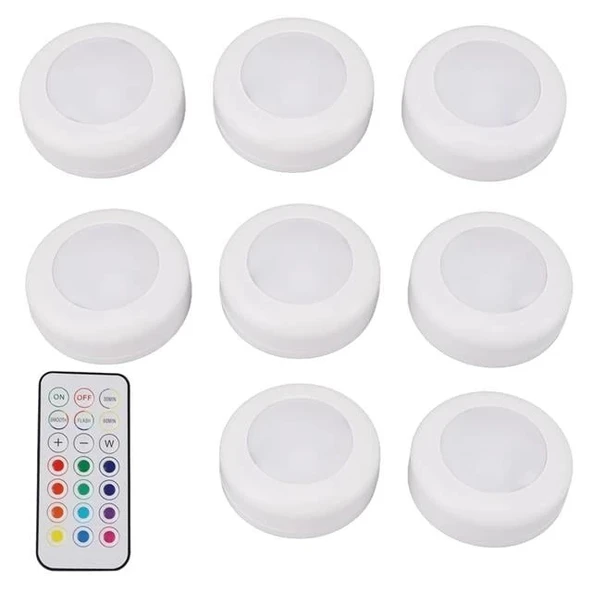 PowerMaster PM-27186 Led Mobilya Merdiven Pilli Aydınlatma 3M Yapışkanlı Kumandalı RGB + 4000K (8'li Paket) - 2