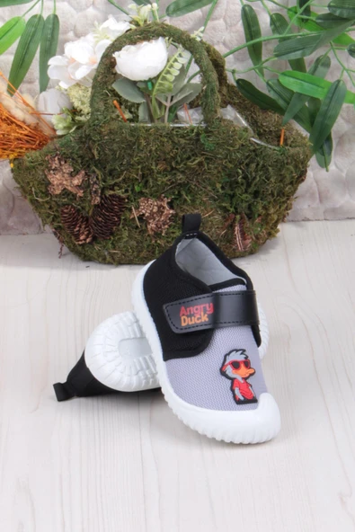 Fort 3453 Gz Ördek Figürlü Anaokulu Kreş Ev Erkek Çocuk Keten Panduf Ayakkabı - 4