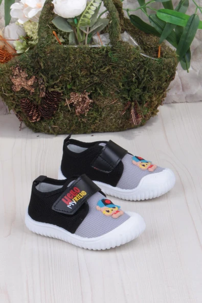 Fort 3451 Gz Köpek Figürlü Anaokulu Kreş Ev Erkek Çocuk Keten Panduf Ayakkabı - Resim 6