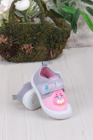 Fort 3356 Gz Kuş Figürlü Anaokulu Kreş Ev Kız Çocuk Keten Panduf Ayakkabı - Resim 4