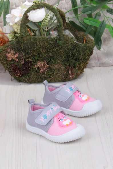 Fort 3356 Gz Kuş Figürlü Anaokulu Kreş Ev Kız Çocuk Keten Panduf Ayakkabı ürün görseli