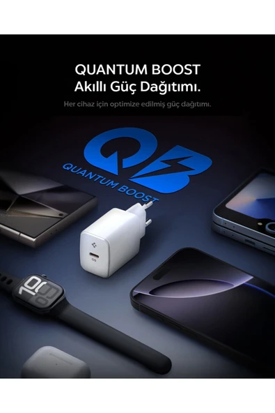 Spigen 20W USB-C Mini Hızlı Şarj Alet / Isı Düşürücü GaN Destekli Akım Korumalı Güç Adaptörü ACH087019 Beyaz - 5