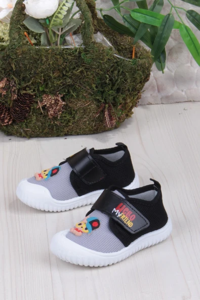 Fort 3451 Gz Köpek Figürlü Anaokulu Kreş Ev Erkek Çocuk Keten Panduf Ayakkabı - Resim 8