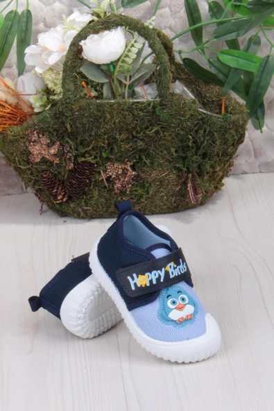 Fort 3356 Gz Kuş Figürlü Anaokulu Kreş Ev Erkek Çocuk Keten Panduf Ayakkabı - Resim 4