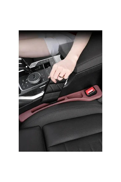 Bordo 2 Adet Araç Oto Koltuk Arası Boşluk Doldurma Pedi Cüzdan Para Düşme Önleyici Telefon Tutucu - Resim 4