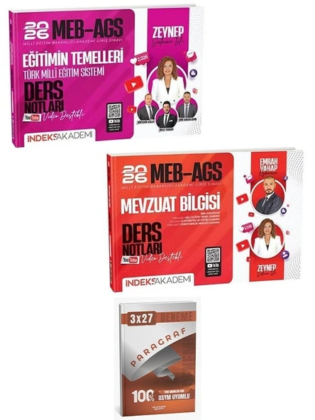 İndeks + Anla Kazan 2026 MEB-AGS Eğitimin Temelleri + Mevzuat Bilgisi Ders Notları 2 li Set İndeks Akademi Yayıncılık ürün görseli 1