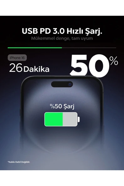 Spigen 20W USB-C Mini Hızlı Şarj Alet / Isı Düşürücü GaN Destekli Akım Korumalı Güç Adaptörü ACH087019 Beyaz - 3