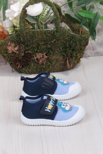 Fort 3356 Gz Kuş Figürlü Anaokulu Kreş Ev Erkek Çocuk Keten Panduf Ayakkabı - Resim 2