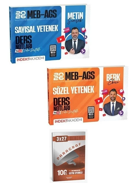 İndeks + Anla Kazan 2026 MEB-AGS Sözel + Sayısal Yetenek Ders Notları 2 li Set İndeks Akademi Yayıncılık ürün görseli 1