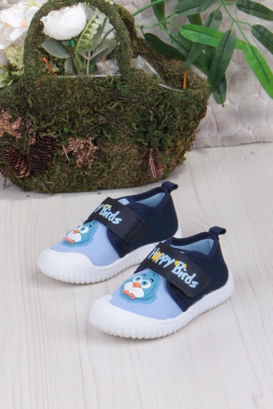 Fort 3356 Gz Kuş Figürlü Anaokulu Kreş Ev Erkek Çocuk Keten Panduf Ayakkabı - Resim 3