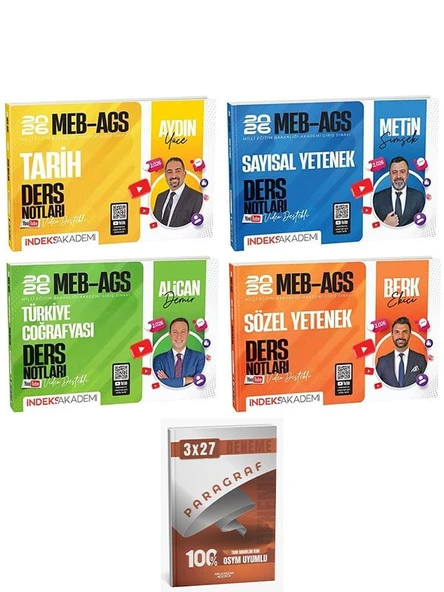 İndeks + Anla Kazan 2026 MEB-AGS Tarih + Türkiye Coğrafyası + Sayısal + Sözel Video Ders Notları 4 lü Set İndeks Akademi Yayıncılık ürün görseli 1