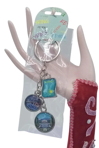 Kazakistan Üçlü Epoksi Metal Çift Taraflı Damla Anahtarlık Kazakhstan - Resim 5